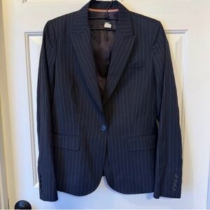 J. Crew Women’s Italian Wool Structured Blazer One Button Dark Navy size 6